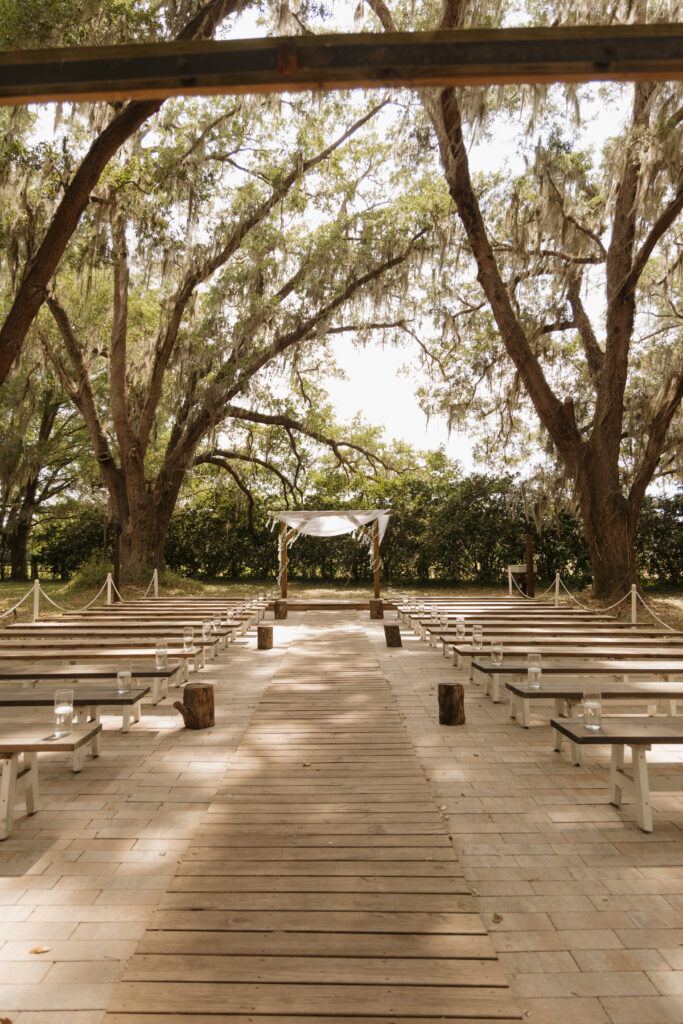 Outdoor ceremony during a Destiny Ranch Events wedding in Bushnell, Florida
