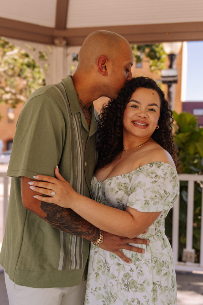 Engagement photos near the Ocala Downtown Square