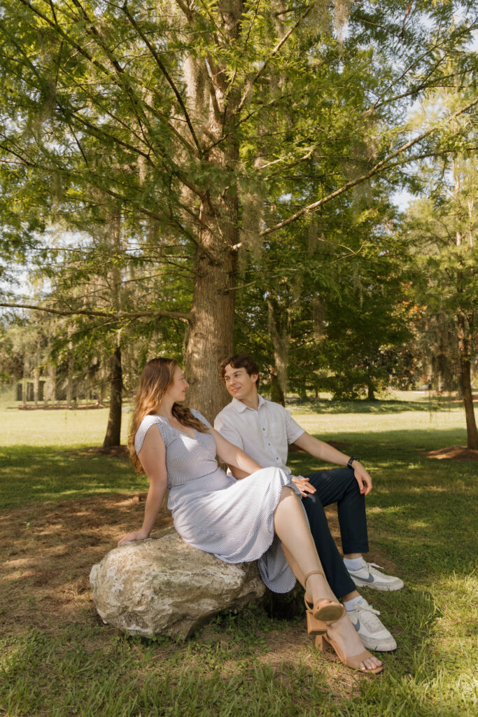 Engaged couple sitting together at Sholom Park