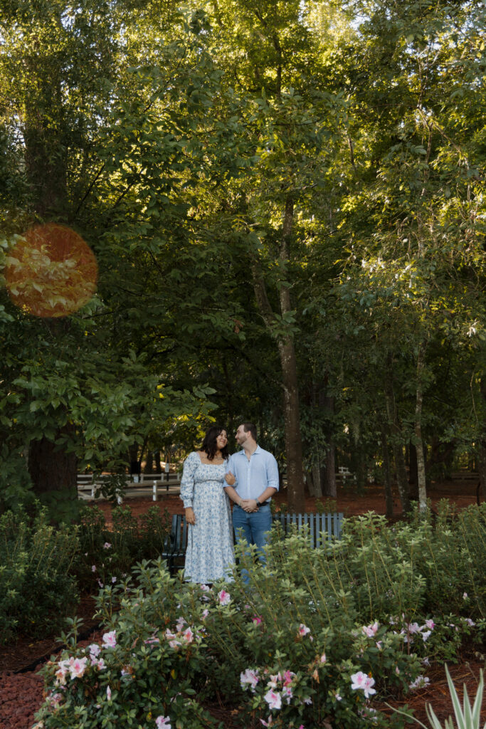 Golden hour engagement photos at Sholom Park in Ocala, Florida