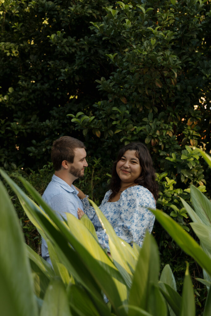 Couple laughing together during their Ocala engagement photo session