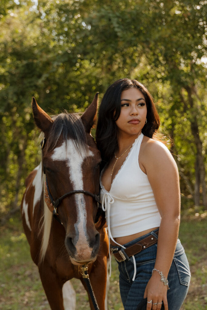 Western portrait session with Hank the horse at Silver Family Farm