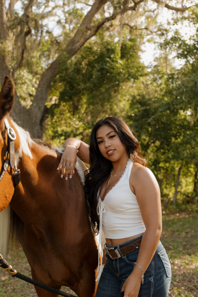 Cowgirl birthday photoshoot with a horse in Florida